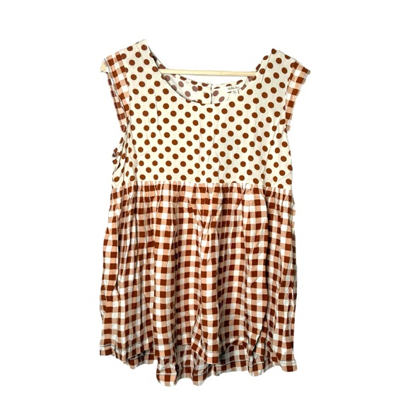 Matilda Jane Other - Matilda Jane dress Gingham Brown White Polka Dot M pullover
